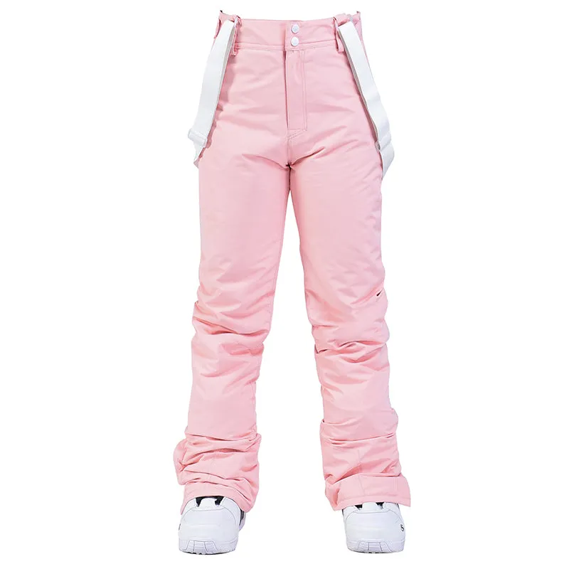 Women's Insulated Mountains Aurora White Winter Snow Pants Ski Bibs