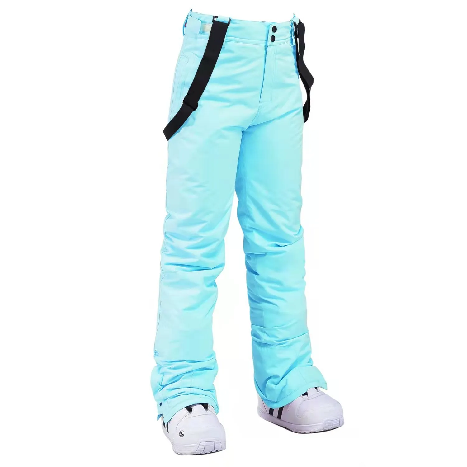 Women's Insulated Mountains Aurora White Winter Snow Pants Ski Bibs