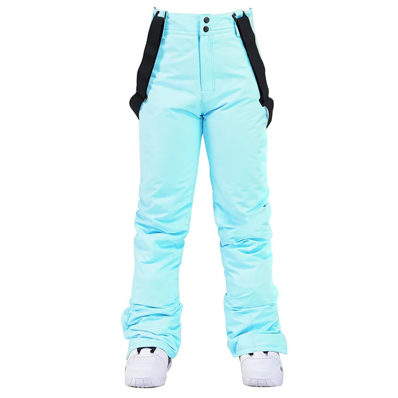 Women's Insulated Mountains Aurora White Winter Snow Pants Ski Bibs