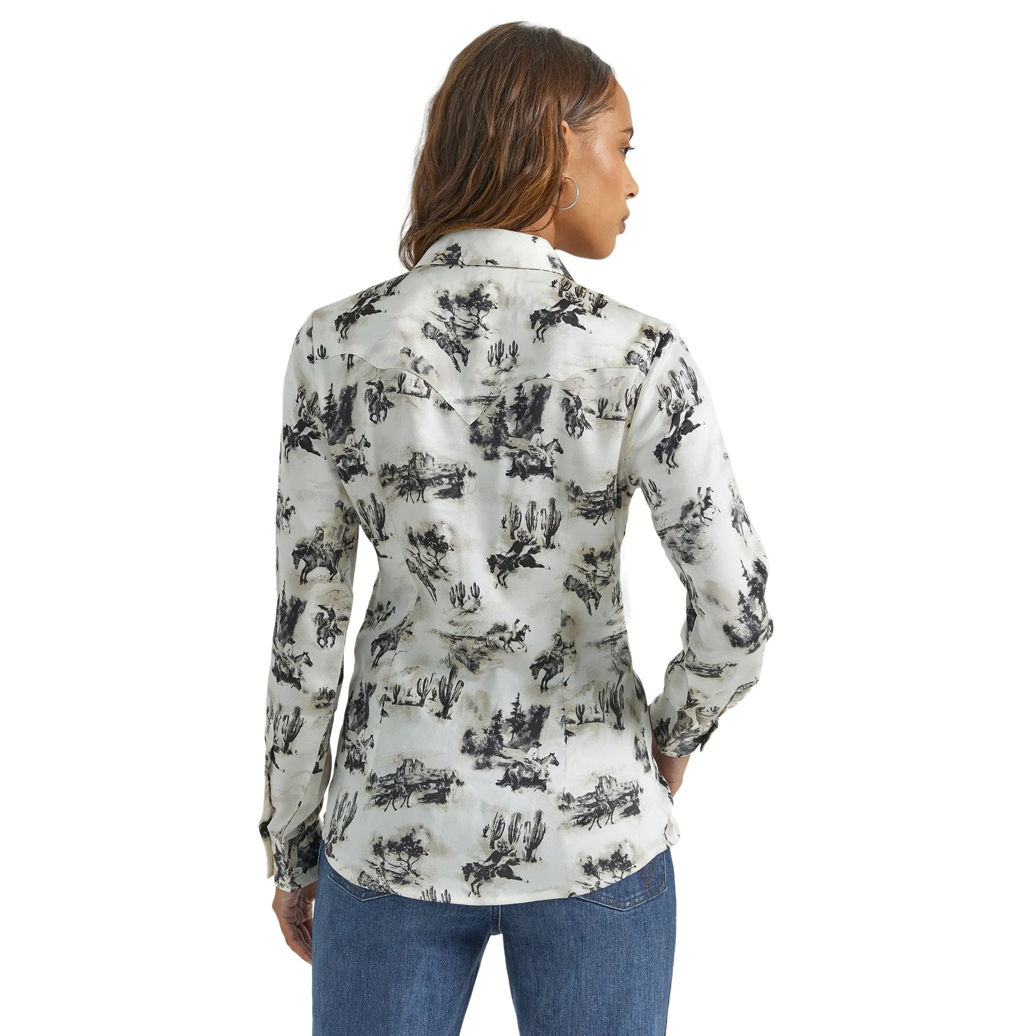 Wrangler Women's Bold Bucking Cowboy Pearl Snap Shirt