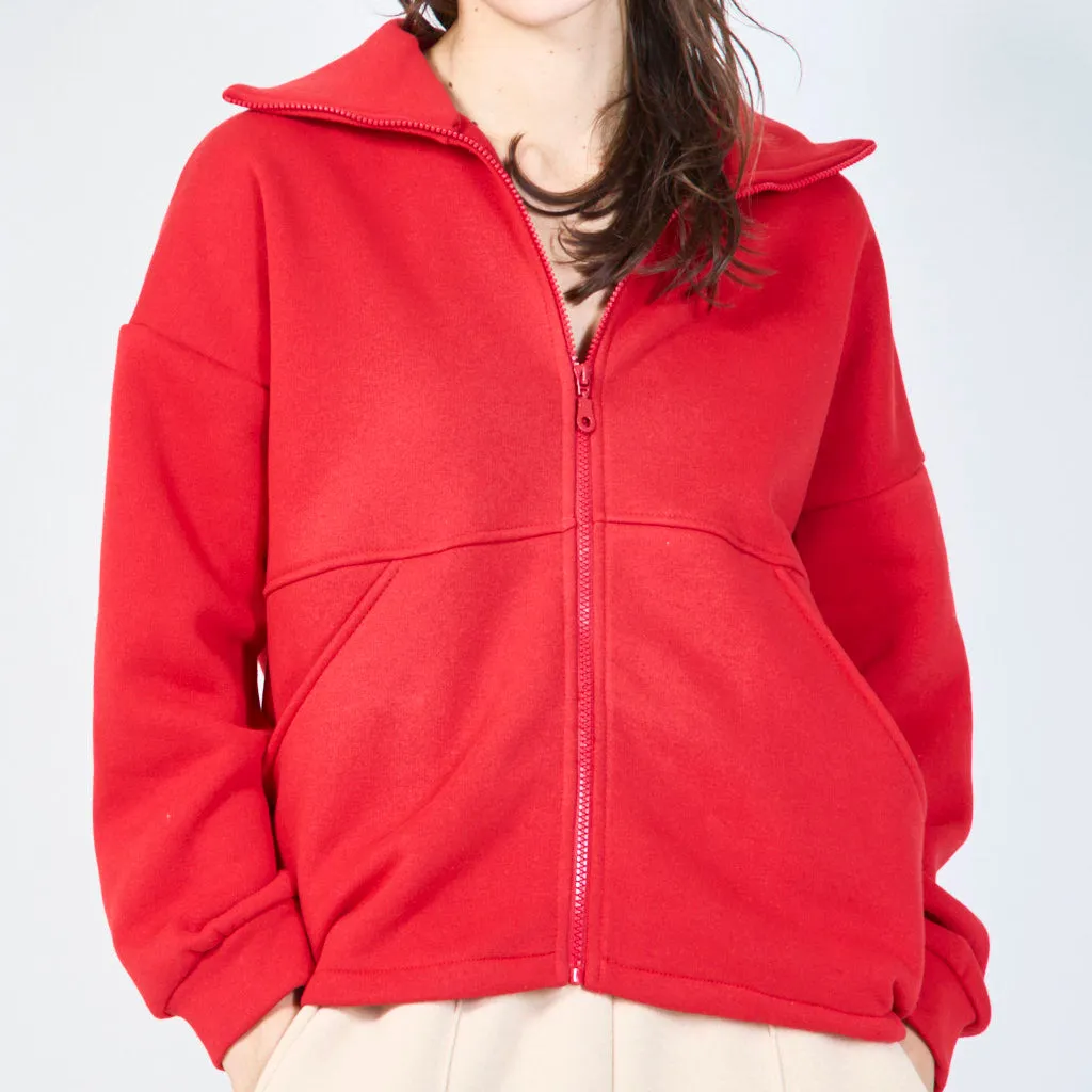 Zip-up jacket with high collar wholesale